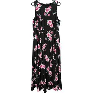 Torrid Black Pink Rose Sleeveless Formal Maxi Dress Women's 18